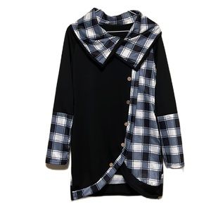 Women’s Cowl Neck, Long Sleeves, Beautiful Designed Top, Multi Color, Large